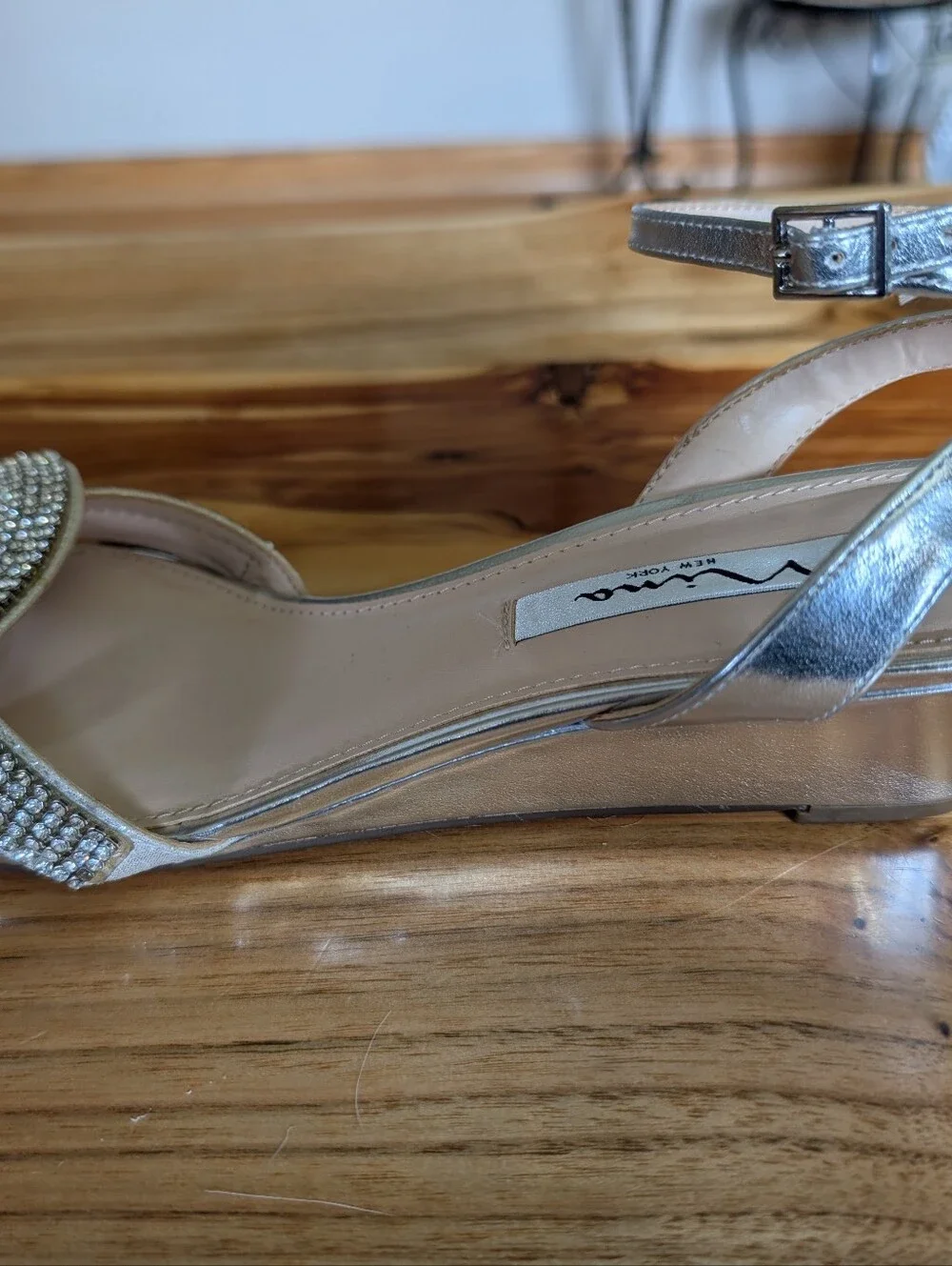 Nina Silver Rhinestone Strappy Heels
